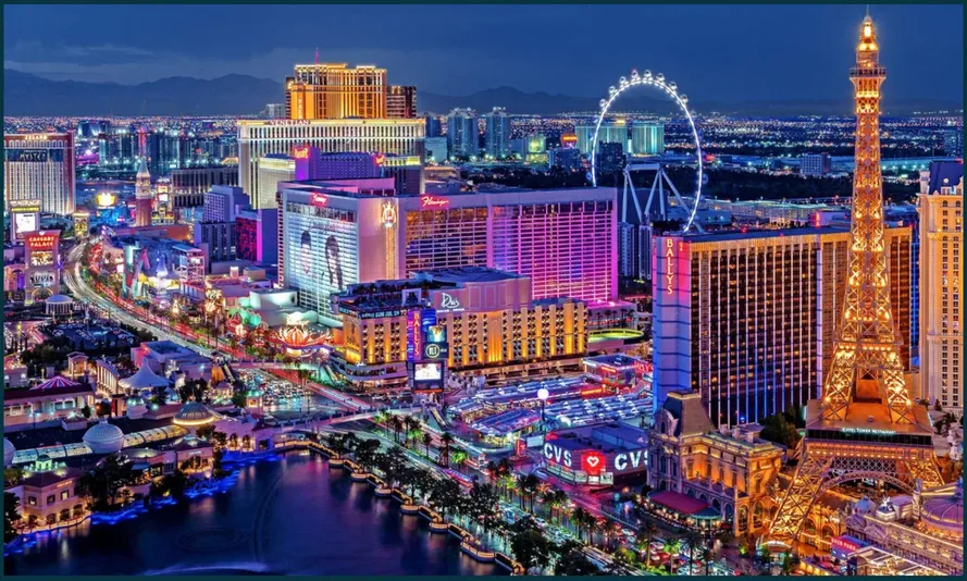 The Las Vegas Strip glowing after dark